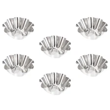 6 Pcs Stainless Steel Flower Tart Mold Metal Cupcake Cups For Baking
