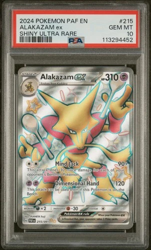 Alakazam Ex Shiny Ultra Rare Pokemon Paf Paldean Fates 215/091 PSA 10