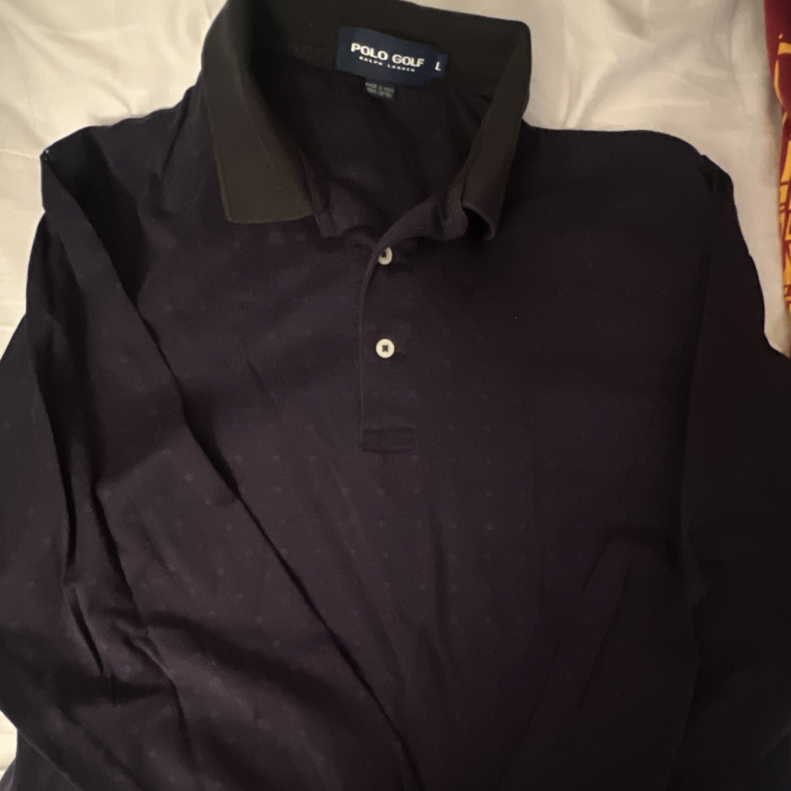 Polo Golf Ralph Lauren Men's Golf Polo Dot Pattern Collared Long Sleeve Size L