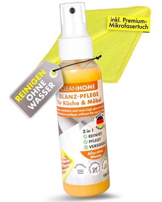CLEANHOME Küchen Reiniger Pflege SET Hochglanz Küchenfronten Möbel Lack Folie