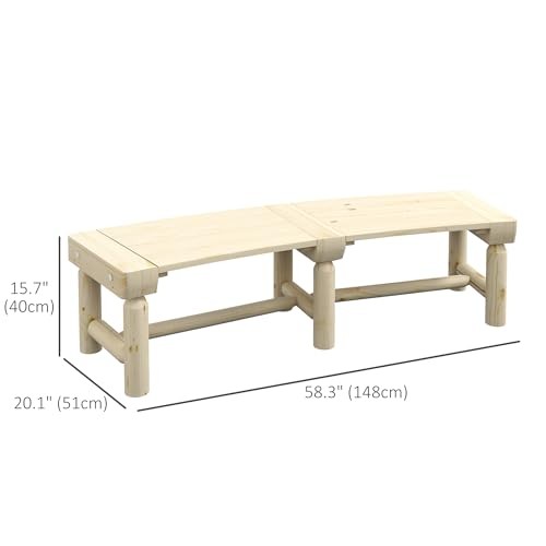 Wooden Garden Bench, Semicircular Round Outdoor Tree Bench, Wrap Natural Wood - Picture 3 of 6