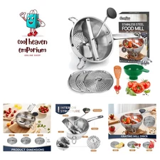 Versatile Stainless Steel Food Mill with 3 Discs - Dishwasher Safe & Easy Clean