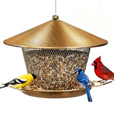 Bird Feeder for Outdoor Hanging, All Metal Weatherproof Wild Bronze 3.5 Pounds