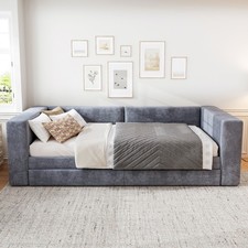 Upholstered Bed 3ft Single Daybed Sofa Bed w/ Side Storage Compartment 2 Drawers