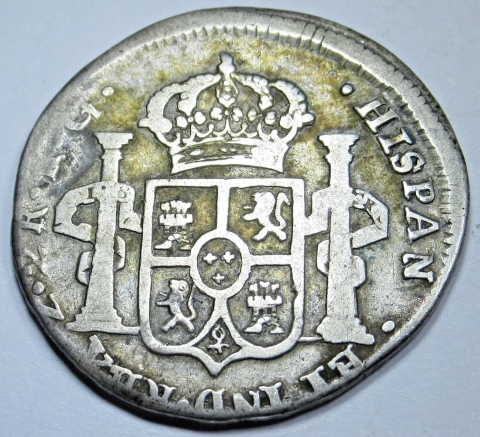 1821-Zs RG Zacatecas Mexico Silver 2 Reales Spanish Colonial Genuine 1800's Coin - Image 2 of 2