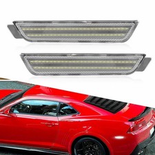 2X Rear LED Side Marker Lights Clear Lens White For 2010-2015 Chevrolet Camaro
