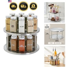 2-Tier Lazy Susan Spice Rack Organizer for Cabinet - 10.5 in, Stainless Steel...
