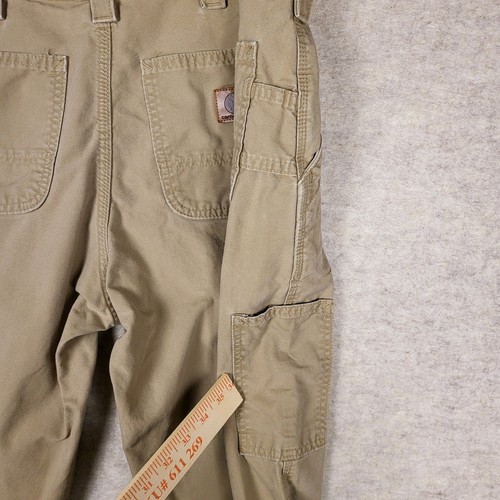 Carhartt Pants Mens 34x32 Carpenter Brown Duck Canvas Loose Fit Work Khaki - Picture 10 of 13