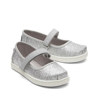 Toms Mädchen Mary Jane Flats Silber Kinder Schuhe UK Kind 1,5 EU17,5