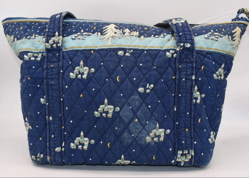 Vera Bradley Large Paddy Tote Bag in "Blue Christmas-1997" Pattern - Image 3 of 4