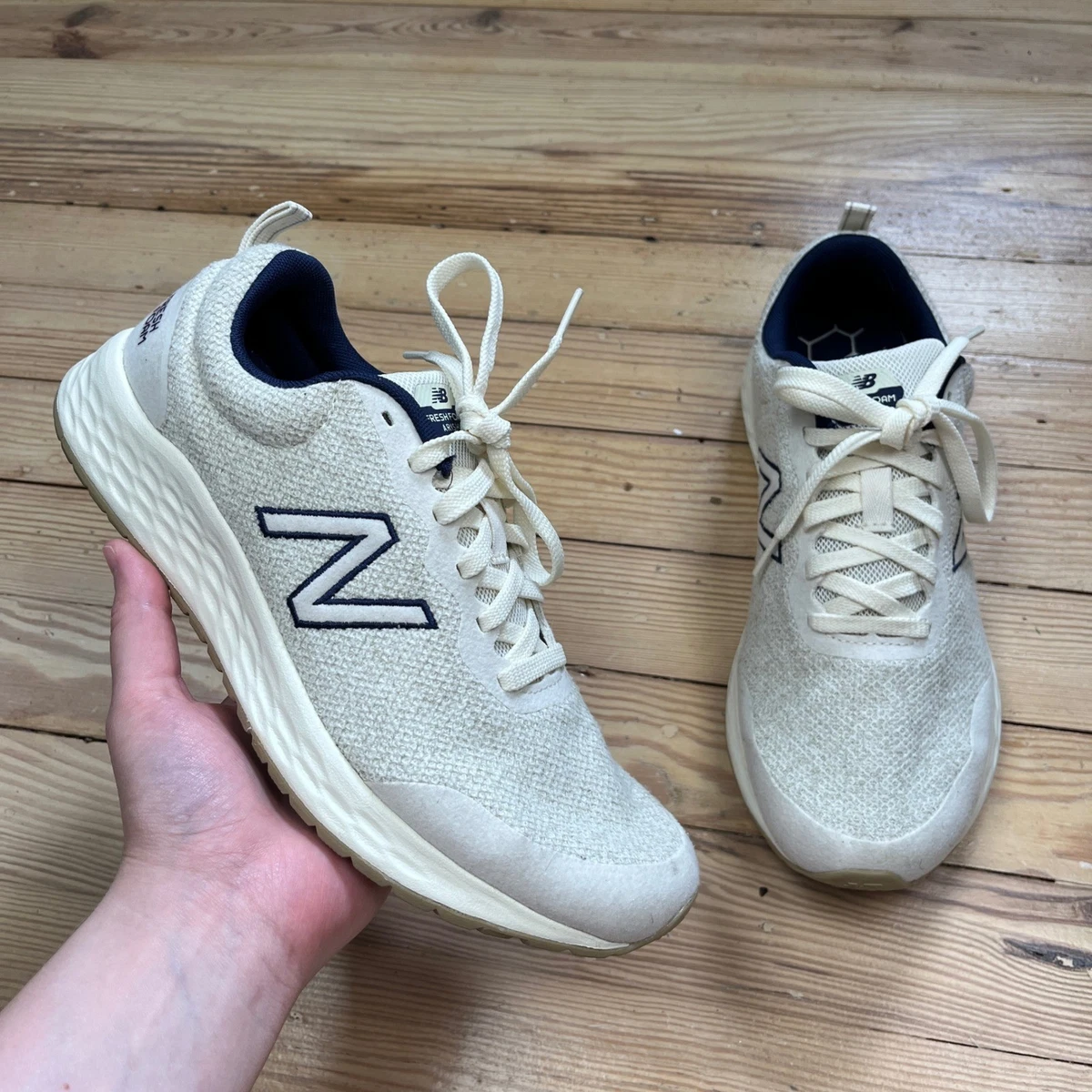 New Balance Fresh Foam Arishi v3 Mens 7.5D Cream Navy Running Shoes MARISMW3 New Balance Fresh Foam Arishi v3 Angora Timberwolf for Sale  main image 2