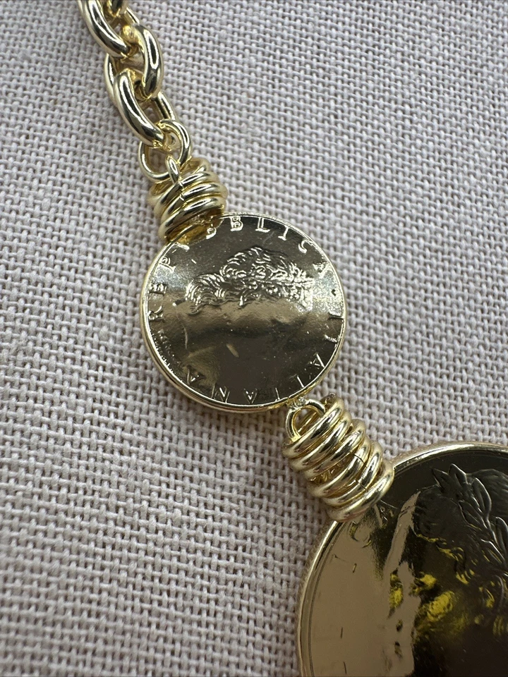 "Nuevo collar gargantilla Bellezza Lira moneda bronce tono oro 14-16"" ajustable" Foto 4 de 4