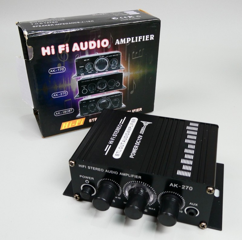 Hi Fi Stereo Audio Amplifier AK-270 Compact 12V Home Car Amp Unit - UNUSED