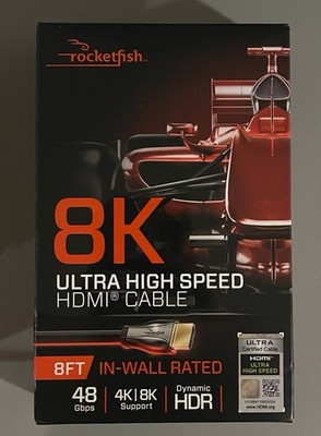 Rocketfish- 8' 8K Ultra High Speed HDMI 2.1 Certified Cable - Black