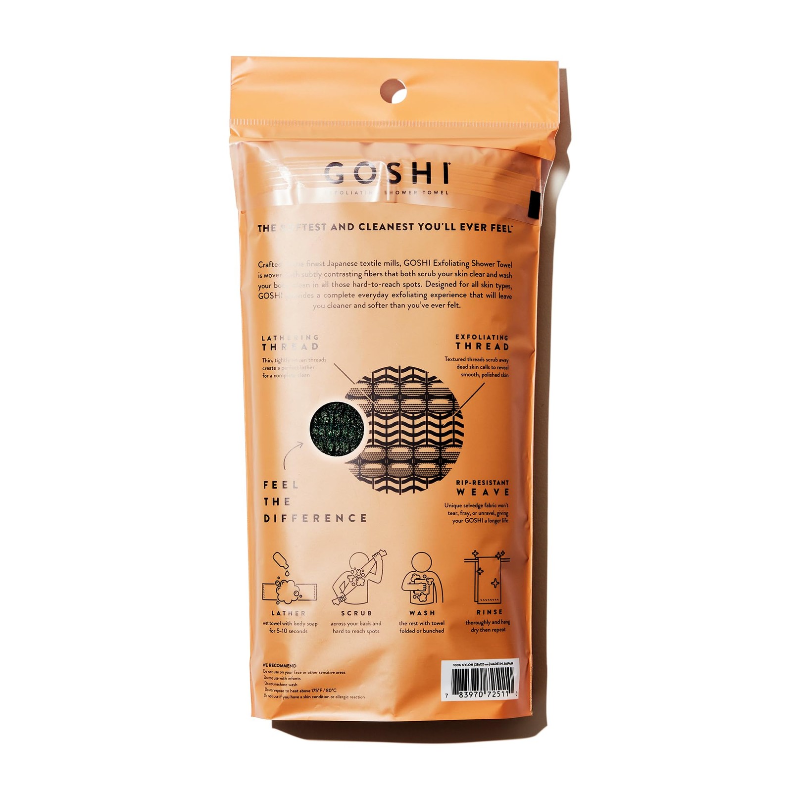 	GOSHI Exfoliating Shower Towel - Rip-Resistant Exfoliating Washcloth for All	