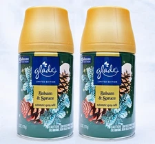 2 Glade BALSAM SPRUCE Automatic Spray Refill Air Freshener 6.2 oz