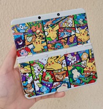 Pok mon Cartoon Collage Design with Pikachu Eevee Multi-Gen for New 3DS Shell