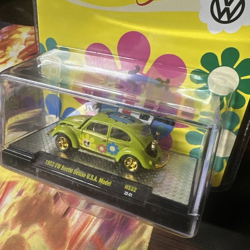 M2 MACHINES 1953 VOLKSWAGEN VW BUG HIPPIE FLOWER POWER CHASE -Green/Gold. MIP - Picture 3 of 5