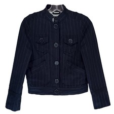Marc Jacobs Women  s Pinstripe Military Style Cropped Jacket Size 2 Navy