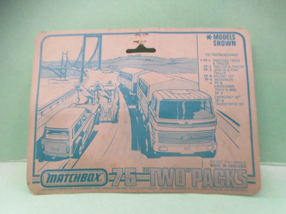 Matchbox Superfast 75 "Two Packs" TP-7 Jeep & Glider Trailer Lesney, New in Pack - Image 2 of 2