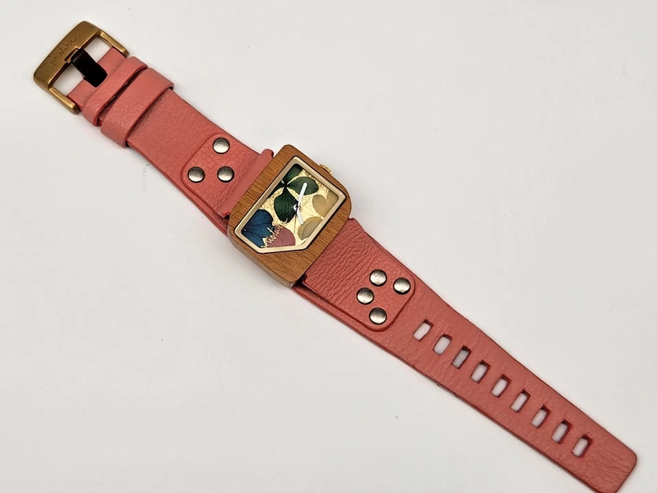 Reloj Mistura Relojes Colombiano Madera Fina Cuarzo Floral Oro Rosa Damas Foto 2 de 4