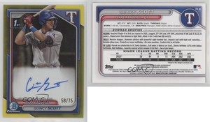 2024 Bowman Chrome Prospect Auto Yellow Refractor /75 Quincy Scott #CPA-QS Auto