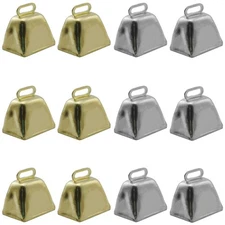 50PCS Gold and Silver Crafts Christmas Small Cowbells Mini Cow Bells for Birt...
