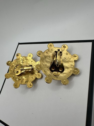 Orecchini Clip Vintage Lancetti Made In Italy Colore Ambra Cabochon RARI Leggi - Foto 10 di 18