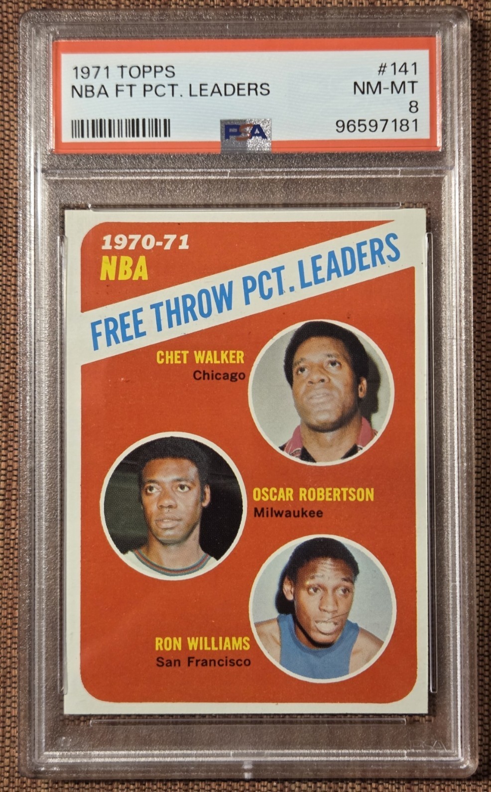 1971 Topps #141 Oscar Robertson Walker Williams Bucks Basketball Card PSA 8 NMMT