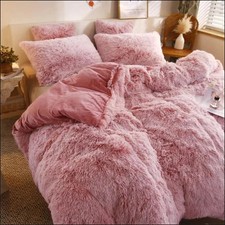Image of Luxury Faux Fur 3pc Duvet Cover Soft Warm & Cosy Bedding Set With Pillowcase UK