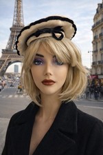 Vintage Pierre Laulhere French Wool Beret with Bow