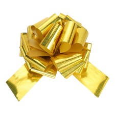 18 Inch Giant Large Pull Bow 1 Pcs Glitter Metallic Car Bows Ribbon, Gold Tone