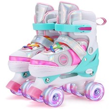Roller Skates for Girls Todders Beginner, 4 Size Adjustable Roller Skates wit...