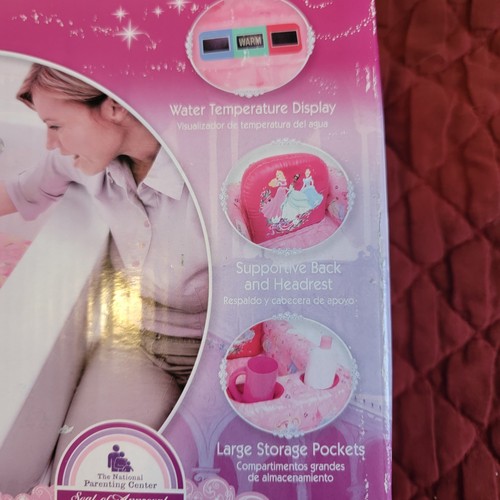DISNEY Princess Inflatable Safety Bathtub Headrest Pink For Home And Travel - Picture 2 of 7