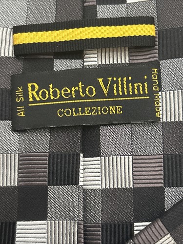 ROBERTO VILLINI Tie Men MuftiColor Squares 100% Silk Designer 58 Inch 3.75 Wide - Picture 4 of 5