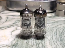 Rare Mullard 12AU7/ECC82 Long Plate Square Getter ... pair