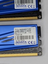 ADATA DDR3 8GB メモリー 2枚組 1600MHz ADATA 8GB (DIMM) 1600MHz DDR3 Memory (AD3U1600W8G11-B) for sale