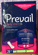 Prevail Daily Liners Incontinence Pads Regular Very Light, Odor Guard 26 Ct
