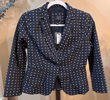 The Limited Navy White Polka Dot Button Blazer Jacket XS Xsmall NEW NWT