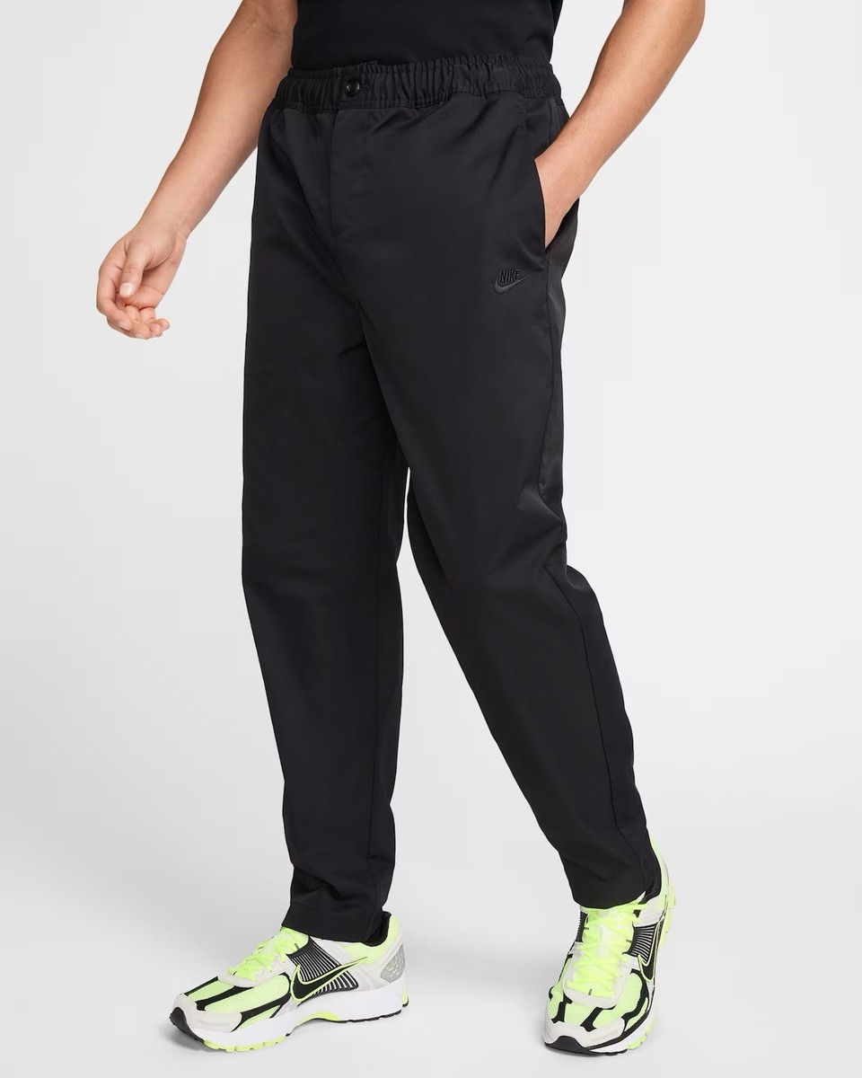 Nike Club Woven Tapered Pants Blue Mens Medium Black Twill Elastic