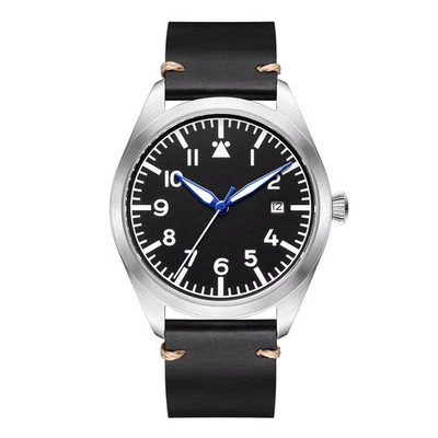 Kivo Flieger Pilot Mechanische Herrenuhr - Edelstahl, 50m Wasserdicht
