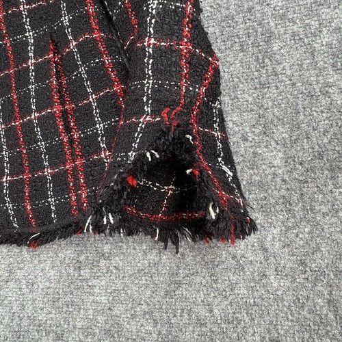 Kasper Tweed Jacket Women SP Black Red Plaid Preppy Academia Classic Fuzzy - Picture 3 of 12