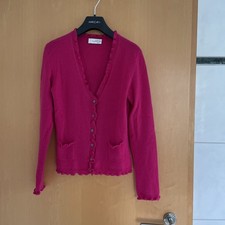 LOX Strickjacke 100% Cashmere Cardigan Volant Taschen interessant beere 36