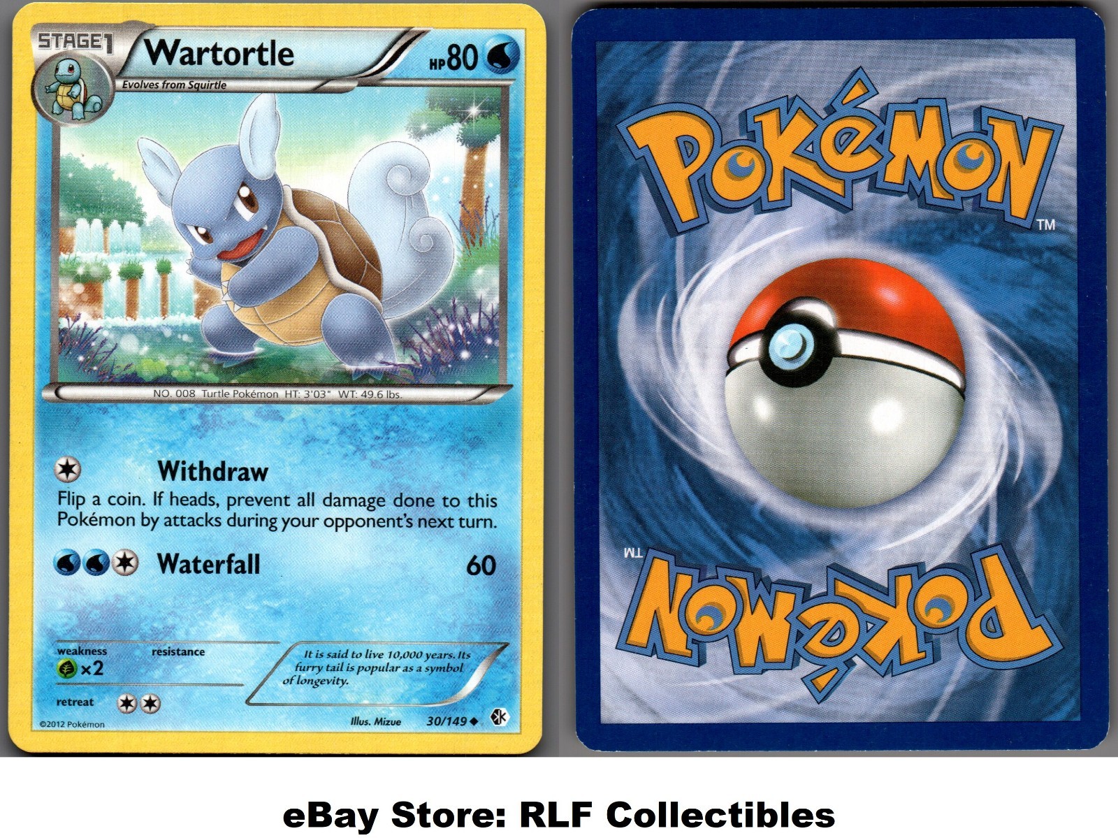 2012 Pokemon, B&W Boundaries Crossed, #30/149 Wartortle, Uncommon