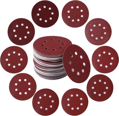 72PCS 5'' Sanding Discs 40 60 80 120 180 240 320 Grit Assorted Hook Loop 8-Holes