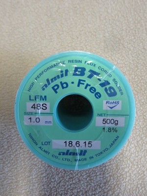Lötzinn Lötdraht Drm. 1 mm 1,8 % Flux Rolle Almit BT-19 LFM 48S  0,5 Kg 500 g