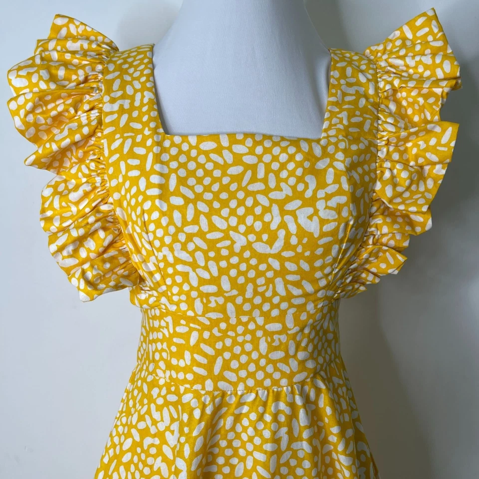 Maxi Vestido Para Mujer SIKA by Anthropologie Amarillo Caléndula Volantes Talla 4P Foto 2 de 4