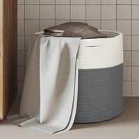 Aufbewahrungskorb Grau Und Weiß Ø40X35 Cm Baumwolle