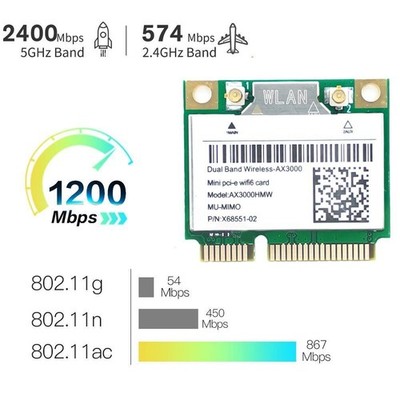 WiFi 6E Card MPE-AXE3000H Mini PCI-E Network Adapter `,. 802'11AX Bluetooth B9V1