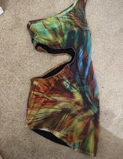 Petite multi printed mesh cut out mini dress   Size M From Plt BNWT